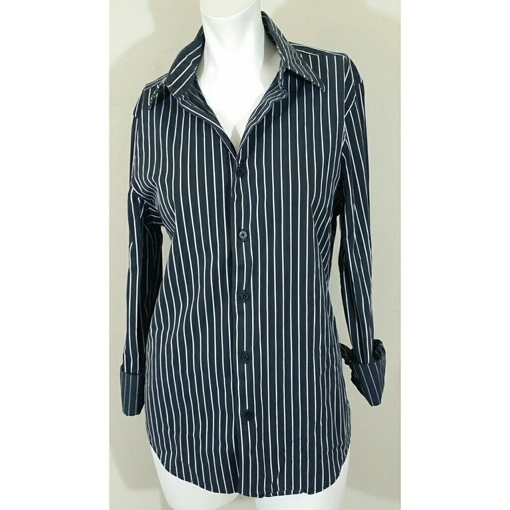 Express vertical striped button down shirt